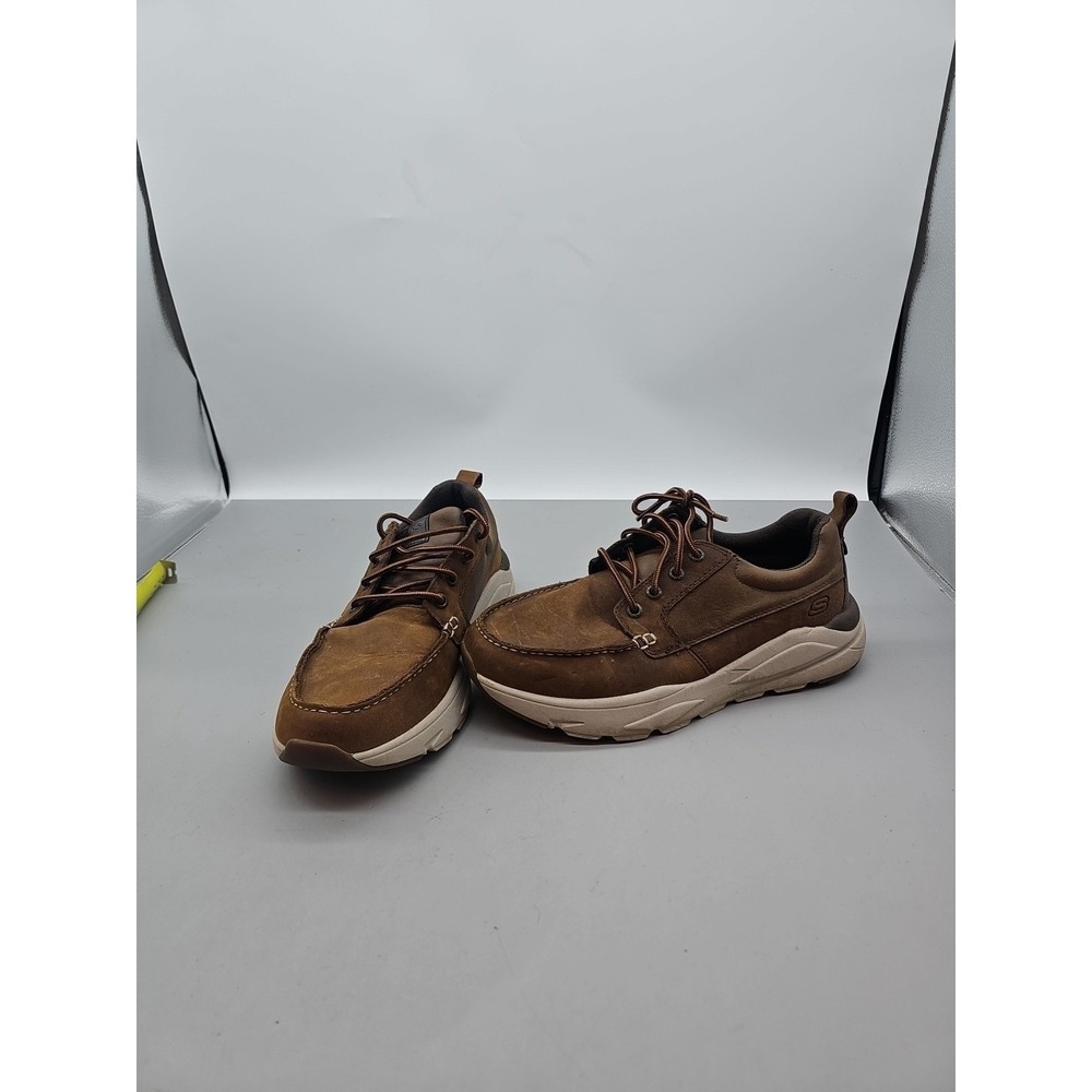 Skechers Men's Elent Leven Boat Shoes Sz 8 Brown Lace Up Air Cooled Arch Suppor